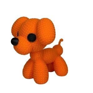 Puppy Cute Orange Dog Knitted Balloon Animal Figurine Desk Toy Gift